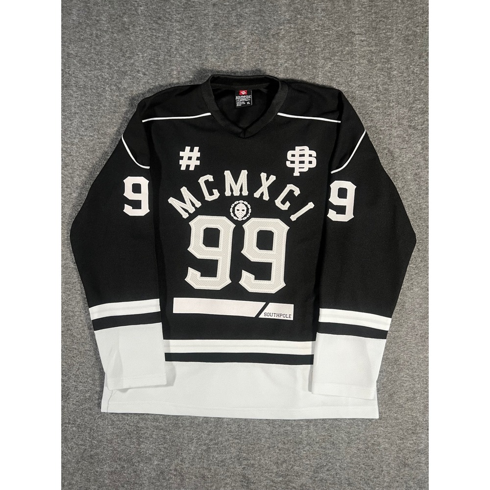 Southpole Hockey Jersey Y2K Mens XL Blk/White MCMXCI 99 Graphic Streetwear